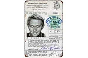 EpochSign Steve McQueen Plaque Vintage en Aluminium pour Licence de Moto 30,5 x 20,3 cm
