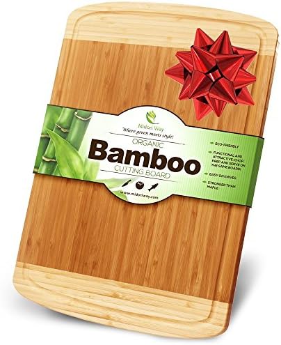 Kitchen Heroes – 100% Organic Bamboo Chopping Board – Extra Large – Grooves Drain – Elegant Design – Can Be Used As A Chopping Board That Will Not Damage Your Knives or Presentation Tray