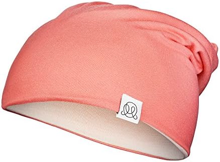 MayLily® Premium | Reversible Baby Beanie BAMBOO Cap | Anti allergic | 3-9 months and 1-2 years old | Made in EU | available in many colors (Coral/Light Gray, 3-9 months)
