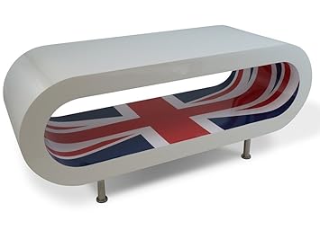 Retro Hochglanzweiss Mit Union Jack Inneren Ring Couchtisch Tv