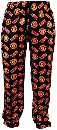 OFFICIAL MENS FOOTBALL CLUB CASUAL PYJAMAS LOUNGE PANTS TROUSERS UK (Small, Manchester United Red and Black Old Trafford)