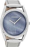 Oozoo Damenuhr mit Lederband 43 MM Perlmutt Blau/Grau C9165