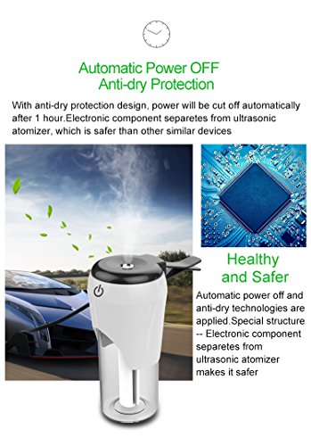 Auto Luftbefeuchter, CrazyFire 50ml Reise-Größe Luftreiniger, Ultraschall-Aromatherapie ätherisches Öl Diffusor Auto Lufterfrischer mit Dual USB Port - 6