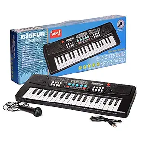 Rubela 37 key piano keyboard toy for kids with USB cable DC Power Option and Recording Function With Mic color BLACK