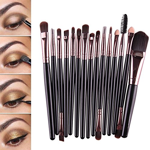 Oshide 15 Stück Professionelle Makeup Bürsten Kosmetik Set Foundation Powder Lidschatten Augenbraue Eyeliner Lippen Make-up Pinsel Auge Gesicht Pinsel Set - 3