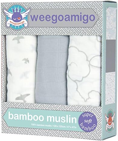 Weegoamigo Bamboo Muslin Swaddle Blanket 3 Pack - For the Birds