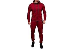 amropi Tute da Ginnastica Uomo Maniche Lunghe Felpa con Cappuccio e Jogging Pantaloni Sportiva Set