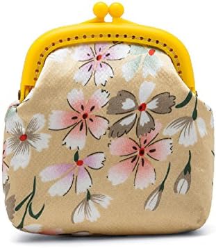 Jan Dee Original Hand-made Silk Modern Ink Painting Cute Exquisite Buckle Coin Purse(Small yellow flowers)