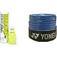 Yonex Mavis 200i Nylon Shuttle Cock, Pack of 6 (Yellow)&Yonex ET 903 E Super Rubber Badminton Grip (Blue)