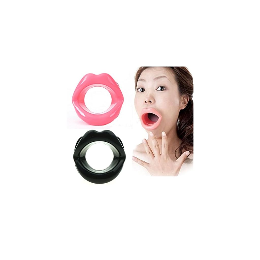 Bondage Silikon Mundring-Knebel 2 er-Set 4 cm Schwarz/Rosa