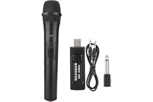 DENASH Micrófono inalámbrico Negro con Amplificador de Audio para Karaoke, Accesorio de Rendimiento de Fiesta en casa