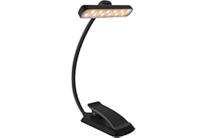 karidi 24 LED Luz de Lectura Recargable 360°, lampara lectura 5 Tonos, USB-C, Pinza para Libros/Tablet, 80H Cuidado Ocular, Regalo Estudiantes/Niños/Ancianos (Sin Deslumbrar) (negro)