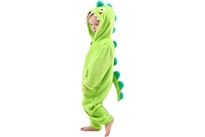 LOLANTA Unisex Kids Dinosaur Costume,One-Piece Hooded Flannel Jumpsuit Fancy Dress Romper