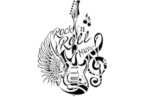 IDEEN MIT HERZ Plantilla de plástico a láser, DIN A4, para diseño textil, decoración de pared, ventanas, papel, libro de recortes, para niños, manualidades, artesanía, (guitarra eléctrica)