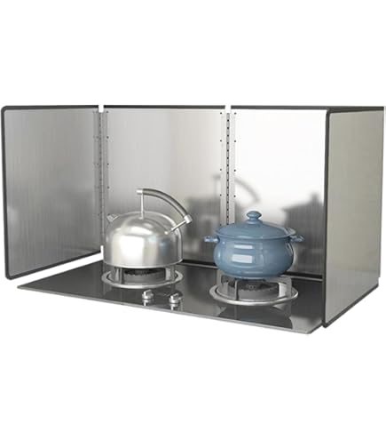Plaque Anti Projection Cuisine Pliable Anti-éclaboussures Protection Projection Cuisson, Protection Anti-éclaboussures, Paravent Camping 3 Côtés Plaque Anti Projection Cuisine(3 Sides 40x40x40cm