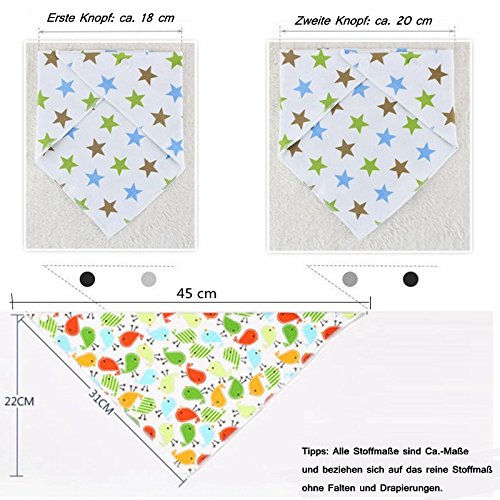 Labebe – Baby Dreieckstuch Lätzchen Spucktuch 10er Pack mit süßen Motiven in unterschiedlichen Farben aus 100% Baumwolle - 9