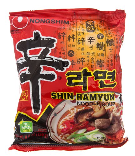 NongShim Shin Noodle Ramyun,Hot Spicy Noodle Soup 4.2-Ounce Packages (Pack of 10)