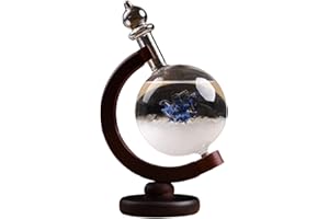 FIYSON Station Météo en Verre Tempête Bouteille De Prévisions Météo, Tempête Baromètres De Verre avec Socle en Bois Convient pour Le Bureau À Domicile Décoratif Mignon pour Le Bureau À Domicile (bleu)