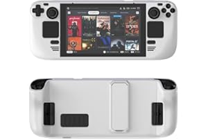 ZOAZR Funda Protectora de Colores Apto para Steam Deck Material PC Funda Protectora de Cubierta Completa con Soporte Sensación Agradable a la Piel Accesorios para Consola de Juegos (White)