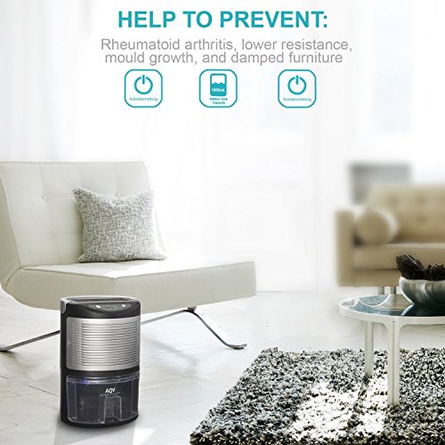 AQV Luftentfeuchter 1000ml Mini Entfeuchter Raumentfeuchter Bautrockner Elektrisch Lufttrockner Raumluftentfeuchter 500ml/Tag Entfeuchtungsgerät Raumtrockner Trocknungsgeräte für Haus, Keller, Schlafzimmer, Büro, Kabinett, Küche, Garage - 7