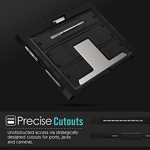 MoKo Microsoft Surface Pro 4 Hülle mit Stand – hartem Polycarbonat Protector mit faltbarer Aluminum Standplatz-Abdeckungs-Fall Kickstand Tasche Schutzhülle Case für Surface Pro 4 12.3 Zoll, Schwarz - 6