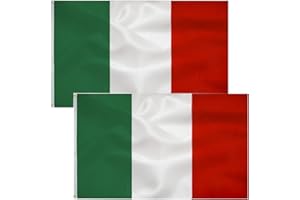 TCTOHZNG 2pcs Bandiera Italiana 90 x 150 cm-Bandiera Italia Poliestere Metallo Occhielli all'aperto Bandiera dell'Italia Colore vivido e Adatto per uso interno ed esterno Italian Flag…