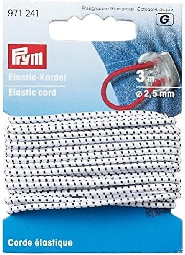 Prym Elastic Cord 2.5 mm, Polyester, White/Black, 9.3 x 6.7 x 1 cm