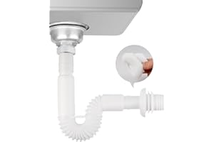 Hibbent Tubo de desagüe flexible, 1 1/2" Piezas de fontanería para fregadero de cocina, sifón de desagüe de fregadero a prueba de olores, manguera de desagüe reemplazable, extensible 320-780 mm