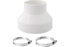 MEGCDTR Ducting Reducer 150mm to 100mm, 6 to 4 inch Duct Pipe Reduction Coupler, Round Ducting Reducer mit Stainless Hose Clips(91-114mm,141-165mm) for Extractor Fans, Cooker Hood Tumble Dryer Ventilation