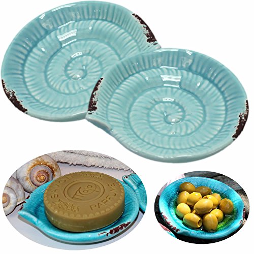 LS Design Fossil Deko Schale Badezimmer Bad Seifenschale Maritim Shabby Türkis
