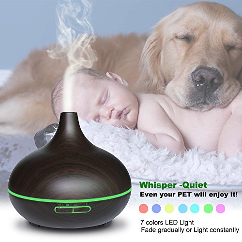 Limirror 300ml Aroma Diffuser Ultraschall Aromatherapie Ätherische Öle Kaltnebel Luftbefeuchter Ruhigen 7 Farbenwechselnde LED Mood Licht - 2