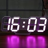 Visualización de fecha MYAMIA Digital Moderna Grande Led Pared Esqueleto Reloj Temporizador 24/12 Horas Display 3D Gife-Rosado