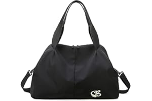 Vllcsla Bolsa Deportiva con Bolsillo para Mojado para Mujer - Bolsa de Viaje Impermeable y Resistente al Desgarro Práctica Bolsa de Mano para el Fin de Semana Bolso Bandolera (Negro)