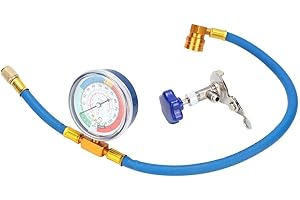 Keenso R134A R12 Jauge pour Tuyau de Mesure kit Recharge à 1/2 Filetage Charge réfrigérant-Tuyau Rouge