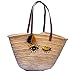 Produktbild Haus&Tempel geflochtene Tasche Modell Eye, stabile und hochwertige Einkaufstasche, Shopper, Strandtasche - Ibiza-Korb, handgeflochten, hohe Qualität aus Doumblatt mit echten Ledergriffen