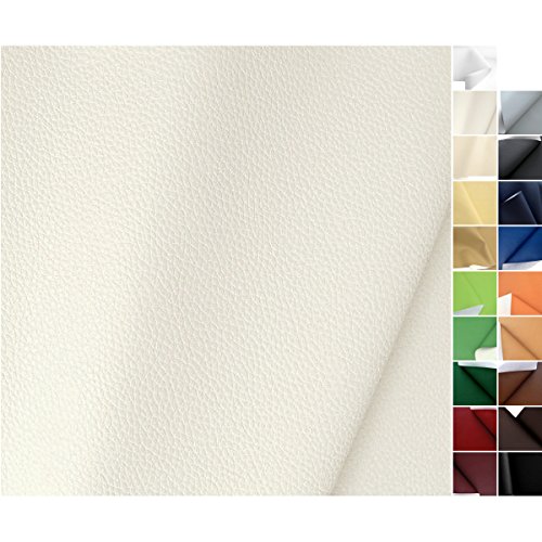 TOLKO® Polsterstoff Kunstleder Meterware Creme - langlebiger PREMIUM Bezugsstoff, Möbelstoff