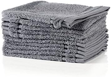 Myhomery Mitt – Wash Mitt Cotton Wash Cloths – Pack of 10 in Charcoal &amp; White Washing Cloth for Face and Body – Bathroom and Shower Wash – Perfect for, charcoal, Set of 10