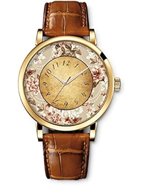 Quarz Uhr Lederarmband Uhr Top Watch Retro Muster Braun Armband von iCreat