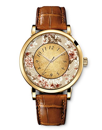 Quarz Uhr Lederarmband Uhr Top Watch Retro Muster Braun Armband von iCreat Quarz Uhr Lederarmband Uhr Top Watch Retro Muster Braun Armband von iCreat