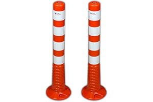 UvV-Flex 2 Stück Set Absperrpfosten Ecoline 75cm orange mit vier Reflexstreifen (RA1) inkl. Befestigungsmaterial - extra leicht, überfahrbar, flexibel und langlebig (2-75cm)