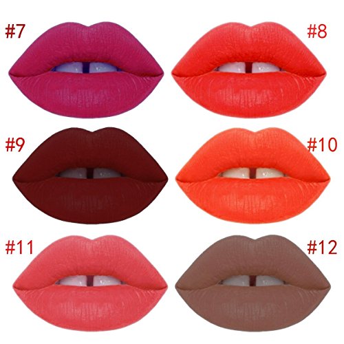Matt Lipglosse Set ,VALUE MAKERS® Matte Liquid Lipsticks, Set aus 12 verschiedenen Farben mit Aufbewahrungstasche – wasserfest, langanhaltend, cremig – 12er Pack Lippenstifte(NET WT.12 x 4,4 g) - 5