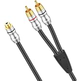 J&amp;D RCA Cinch Cables and Adapter Cable, 1 Female to 2 Male Splitter and Short with Gold Plated Adapter for Subwoofer, AMP, Tu