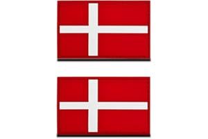 ZCKETO 2 Stück 3D PVC Rubber Dänemark Flaggen Patch, Schweres Robust Material,Hakenrückseite ohne Schlaufe, Taktische Dänisch Emblem Patch für Kleidung Taschen Rucksack Uniform Weste