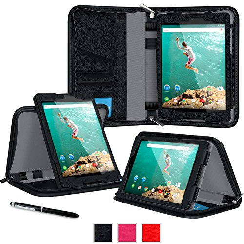 rooCASE Google Nexus 9 Case – Executive Portfolio Nexus 9 8.9 inch Genuine Leather Case Smart Cover with Auto Sleep/Wake for Google Nexus 9 Tablet (8.9-inch) schwarz Google Nexus 9 Tablet