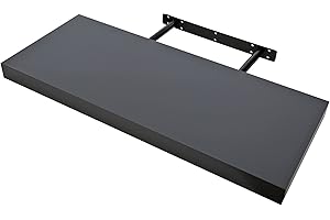 ETREXONLINE Estante de Pared 80x25x4cm Color Gris Antracita, Balda Flotante pared de Madera Fijación Invisible, Estantes de Almacenamiento Decorativos, Ideal para Salón, Habitación, Pasillo,Baño, etc..