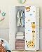 Produktbild Koossy Erweiterbares Kinderregal Kinder Kleiderschrank mit Giraffe Aufkleber für Kinderzimmer (Weiß 8 Cube)