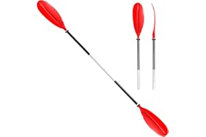 HEIMUNI Podwójne wiosło do kajaku 222 cm, regulowane aluminiowe wiosło kajakowe do kajaków, SUP łodzi nadmuchiwanych, zdejmowane wiosło kajakowe