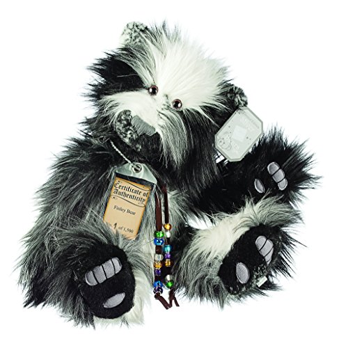 Suki Gifts 17068 – Traditional Silver Tag Bear Finley Bear, 46 cm, Black/White/Grey