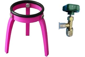 M SHOP ITALIA Grifo válvula con aguja cartucho bombona solo desechable pomo verde R600a R436 7/16Fx1/4M con soporte.