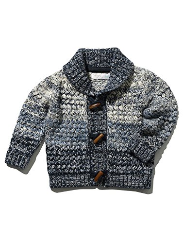 M&Co Baby Boys Cosy Casual Long Sleeve Shawl Collar Wooden Button Tonal Textured Knit Winter Cardigan Navy 3/6 Mnths